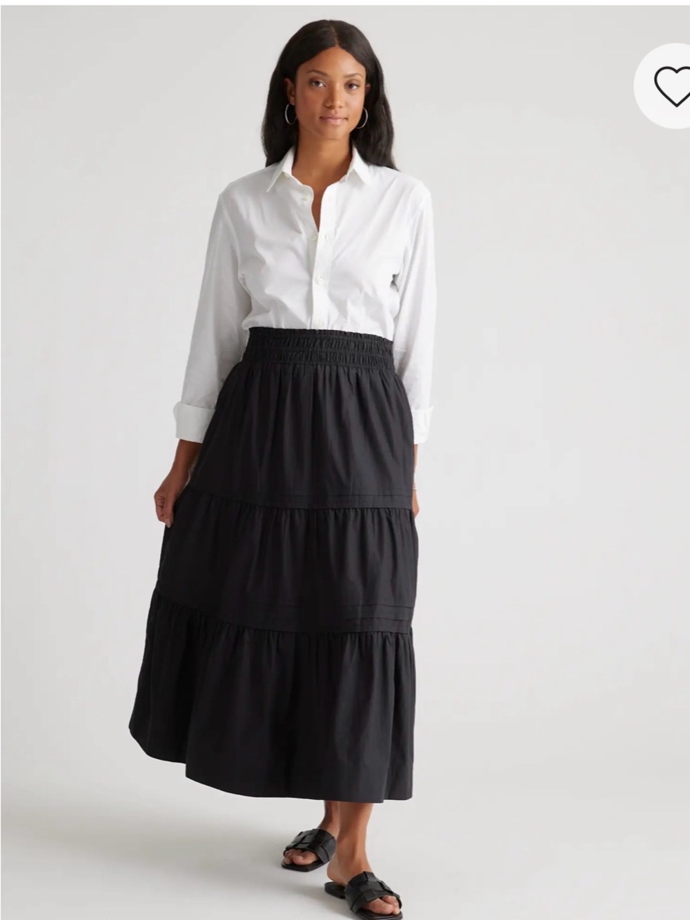 Quince Black Tiered Maxi Skirt